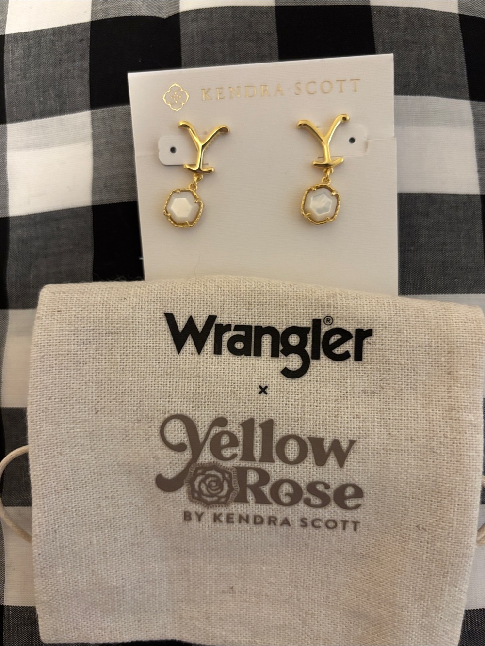 Kendra Scott Gold Drop Earrings with White Stones